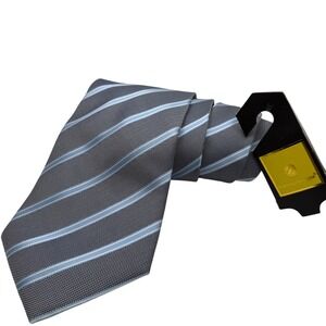 Ermenegildo Zegna Tie Men Blue Striped Silk Micro Check Italy Luxury 59" NEW